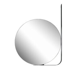 Rund dekorativ spegel med svart metallhylla