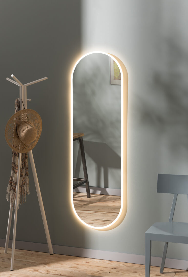 Oval hallspegel med funktionell LED-belysning
