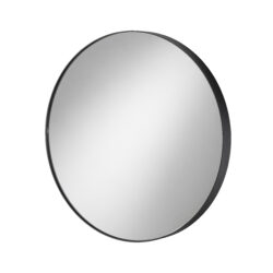 Rund dekorativ spegel med svart metallram