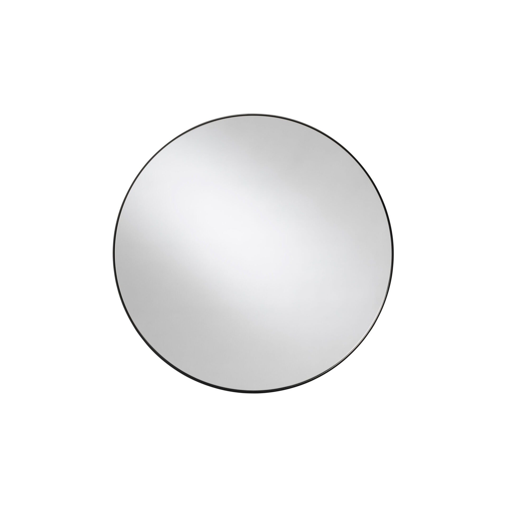 Rund dekorativ spegel med svart metallram