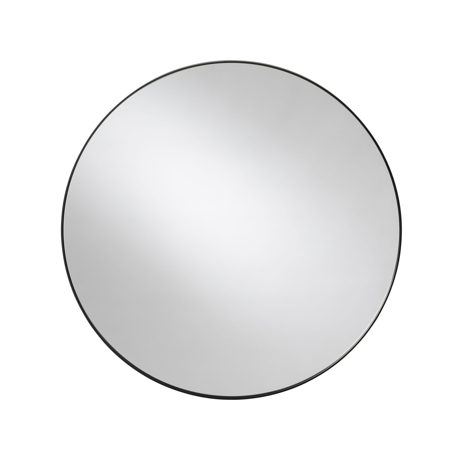 Rund dekorativ spegel med svart metallram