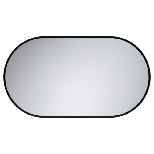 Oval spegel med svart ram i MDF
