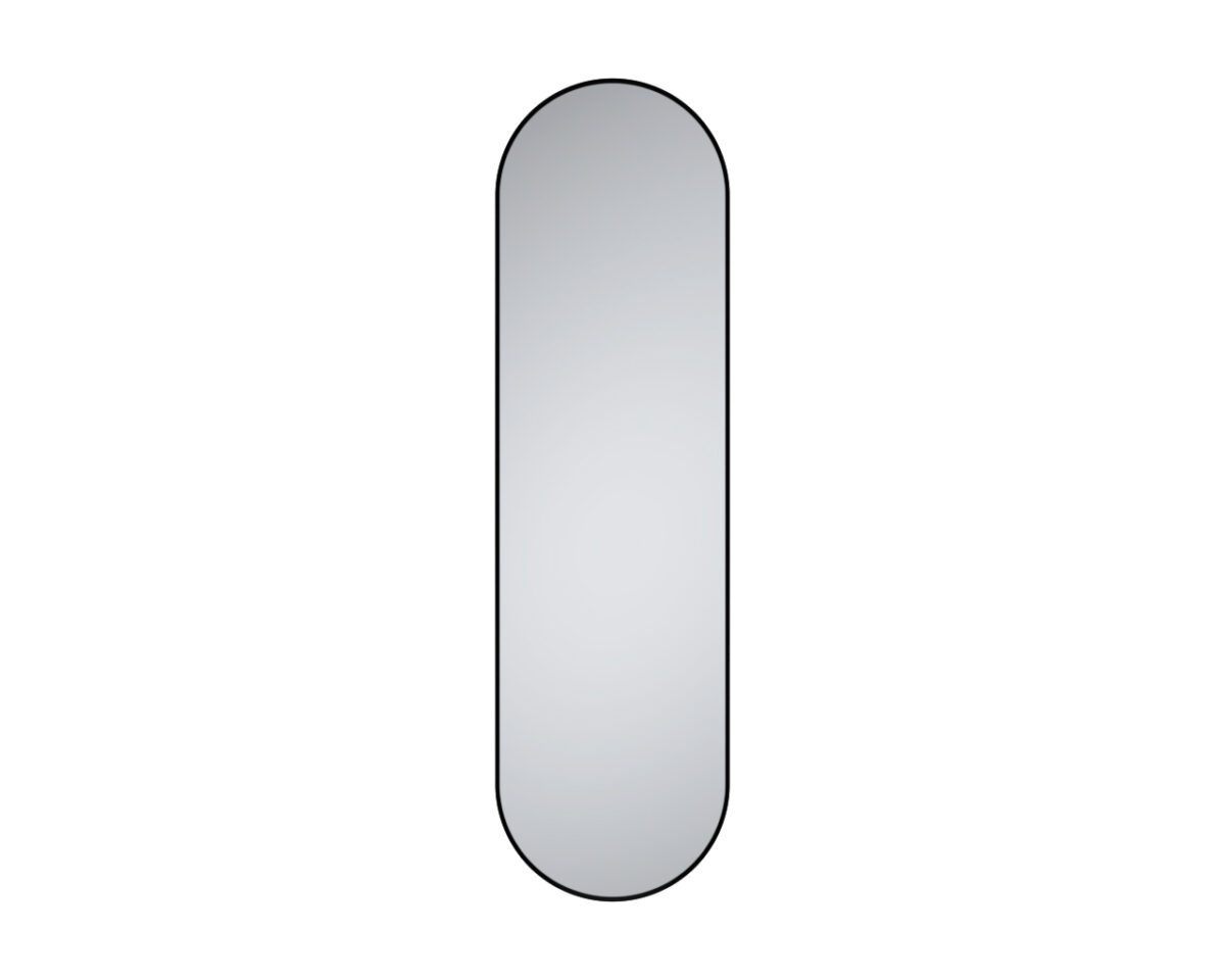 Oval helkroppspegel med svart ram i MDF