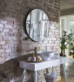 Rund badrumsspegel med svart aluminiumram