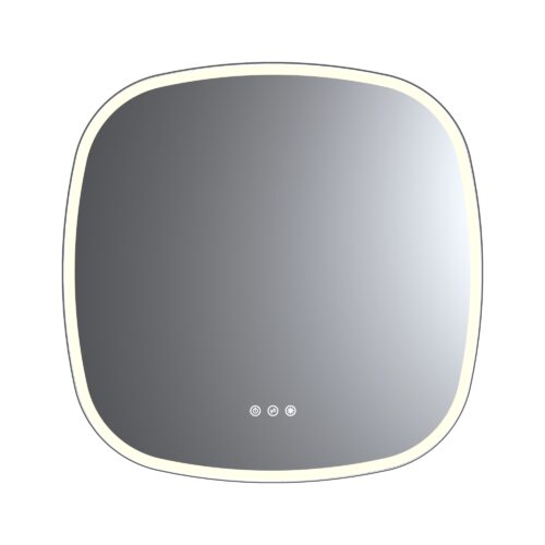 Modern LED-spegel med unik form och touch-knappar