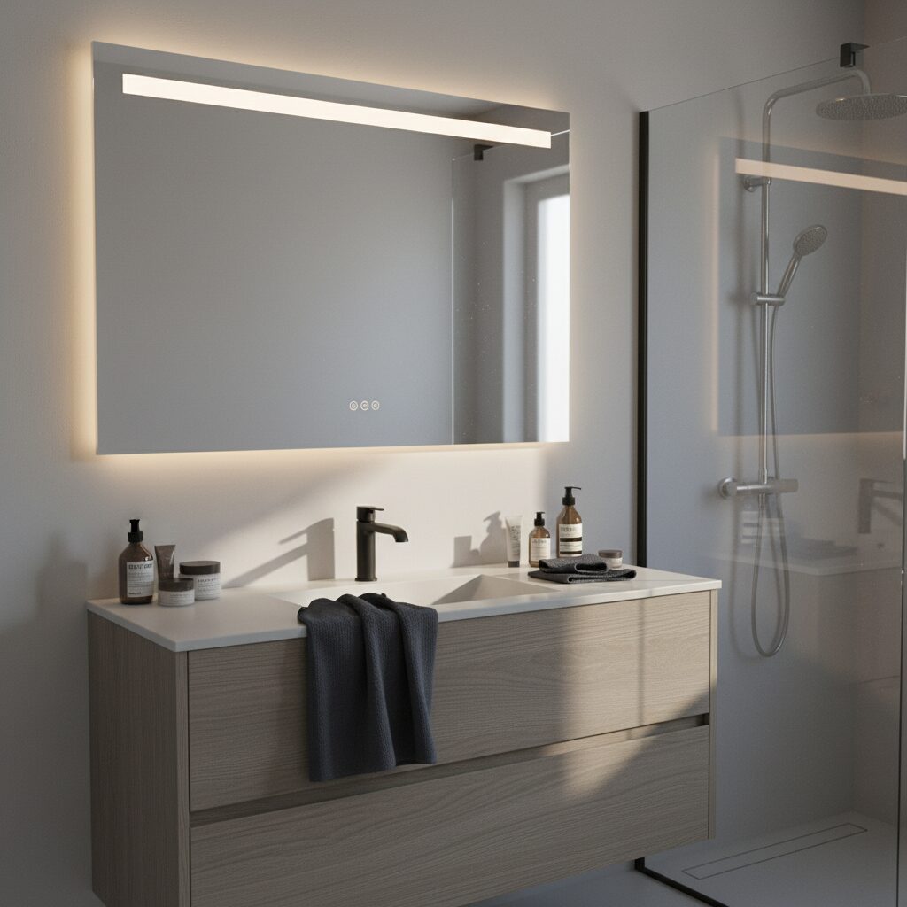 LUCA, LED upplyst spegel, Badrumsspegel, Badrumsspegel med LED-belysning, Badrumsspegel rektangulär med LED-belysning LUCA, LED upplyst spegel, Badrumsspegel, Badrumsspegel med LED-belysning, Badrumsspegel rektangulär med LED-belysning