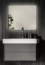 NOAH, LED upplyst spegel, Badrumsspegel, Badrumsspegel med LED-belysning, Badrumsspegel rektangulär med LED-belysning, mattsvart