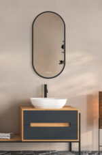 HANNA, LED upplyst spegel, Badrumsspegel, Badrumsspegel med LED-belysning, Badrumsspegel oval med LED-belysning