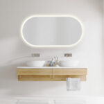 LENI, LED upplyst spegel, Badrumsspegel, Badrumsspegel med LED-belysning, Badrumsspegel oval med LED-belysning