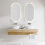 LENI, LED upplyst spegel, Badrumsspegel, Badrumsspegel med LED-belysning, Badrumsspegel oval med LED-belysning