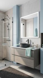 THEO, LED upplyst spegel, Badrumsspegel, Badrumsspegel med LED-belysning, Badrumsspegel rektangulär med LED-belysning,